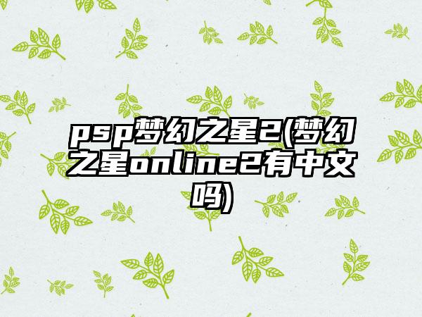 psp梦幻之星2(梦幻之星online2有中文吗)