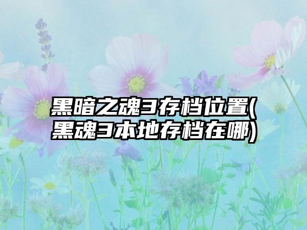黑暗之魂3存档位置(黑魂3本地存档在哪)