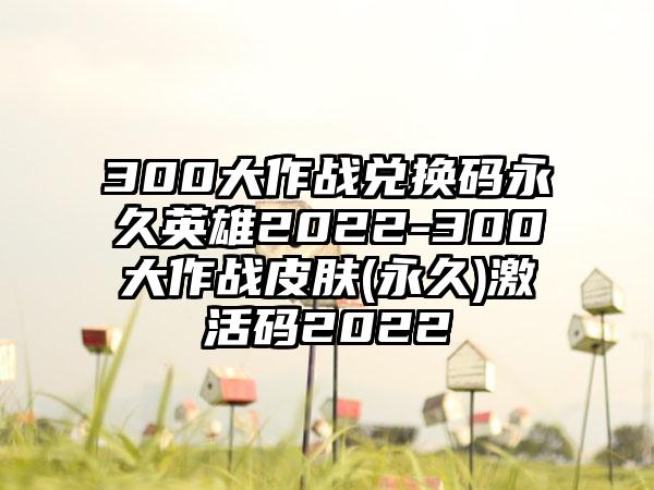 300大作战兑换码永久英雄2022-300大作战皮肤(永久)激活码2022