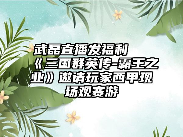 武磊直播发福利 《三国群英传-霸王之业》邀请玩家西甲现场观赛游