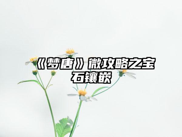 《梦唐》微攻略之宝石镶嵌
