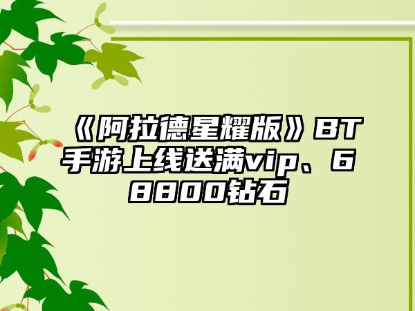 《阿拉德星耀版》BT手游上线送满vip、68800钻石