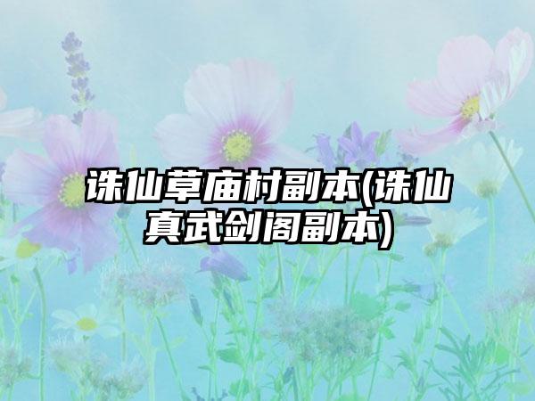诛仙草庙村副本(诛仙真武剑阁副本)
