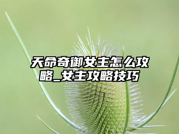 天命奇御女主怎么攻略_女主攻略技巧