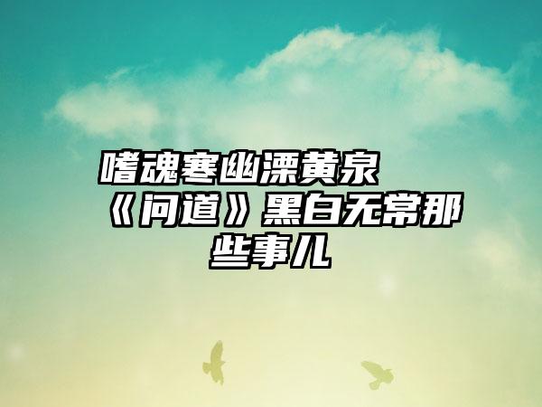 嗜魂寒幽溧黄泉 《问道》黑白无常那些事儿