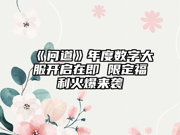 《问道》年度数字大服开启在即 限定福利火爆来袭