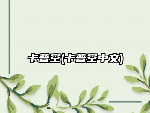 卡普空(卡普空中文)