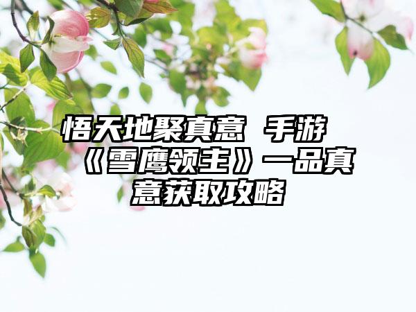 悟天地聚真意 手游《雪鹰领主》一品真意获取攻略