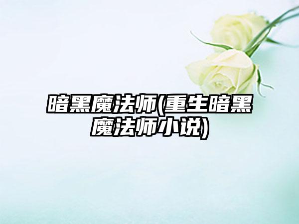 暗黑魔法师(重生暗黑魔法师小说)