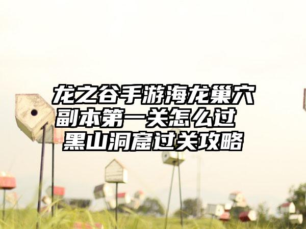 龙之谷手游海龙巢穴副本第一关怎么过 黑山洞窟过关攻略
