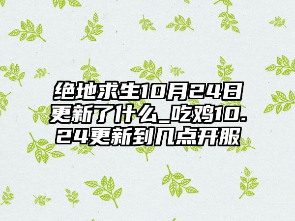 绝地求生10月24日更新了什么_吃鸡10.24更新到几点开服
