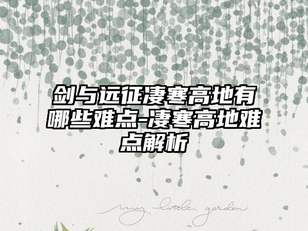 剑与远征凄寒高地有哪些难点-凄寒高地难点解析