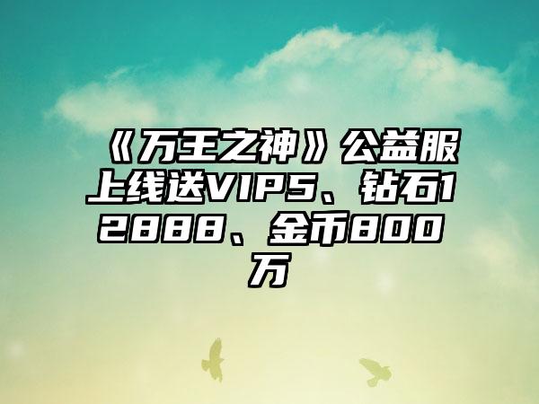 《万王之神》公益服上线送VIP5、钻石12888、金币800万