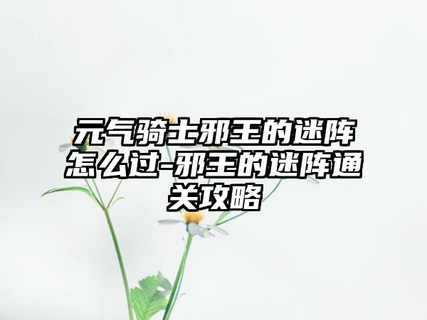 元气骑士邪王的迷阵怎么过-邪王的迷阵通关攻略