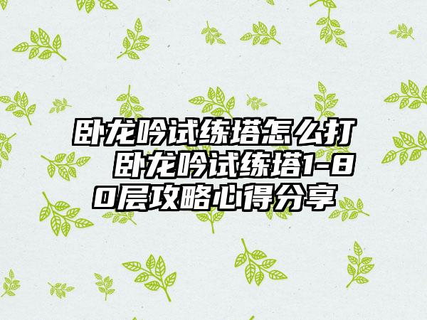 卧龙吟试练塔怎么打 卧龙吟试练塔1-80层攻略心得分享