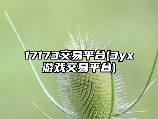 17173交易平台(3yx游戏交易平台)