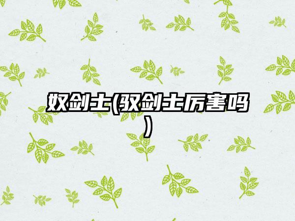 奴剑士(驭剑士厉害吗)