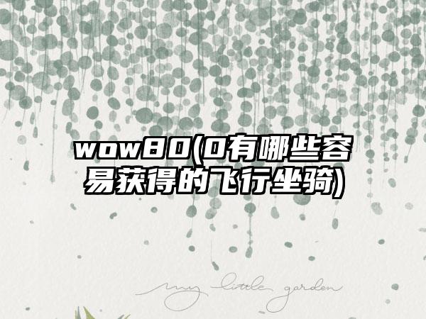 wow80(0有哪些容易获得的飞行坐骑)