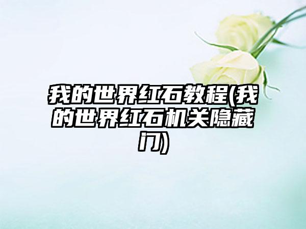 我的世界红石教程(我的世界红石机关隐藏门)