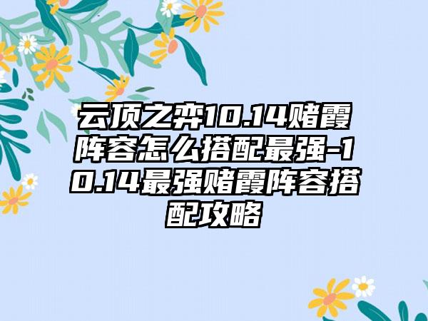 云顶之弈10.14赌霞阵容怎么搭配最强-10.14最强赌霞阵容搭配攻略