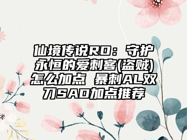 仙境传说RO：守护永恒的爱刺客(盗贼)怎么加点 暴刺AL双刀SAD加点推荐