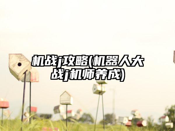 机战j攻略(机器人大战j机师养成)