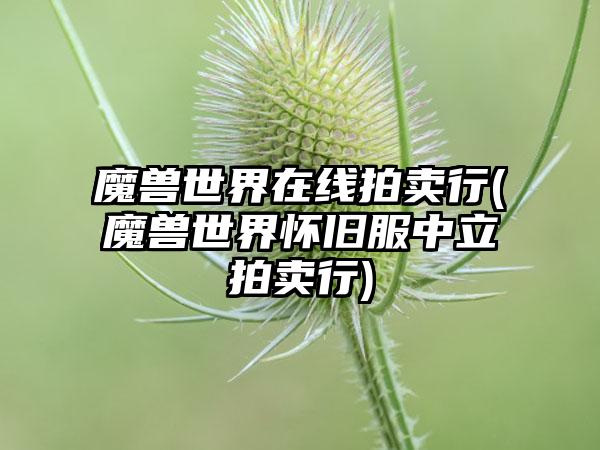 魔兽世界在线拍卖行(魔兽世界怀旧服中立拍卖行)