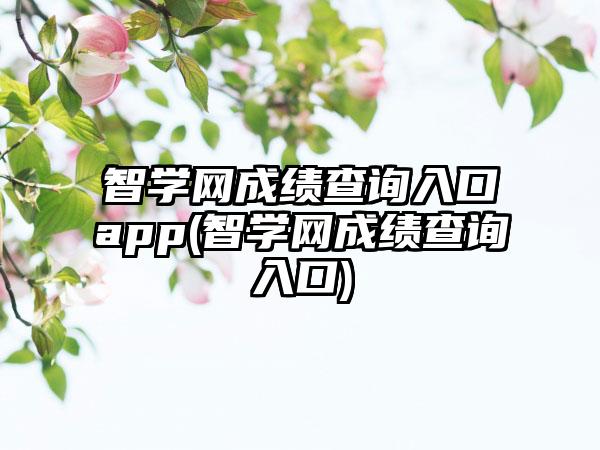 智学网成绩查询入口app(智学网成绩查询入口)