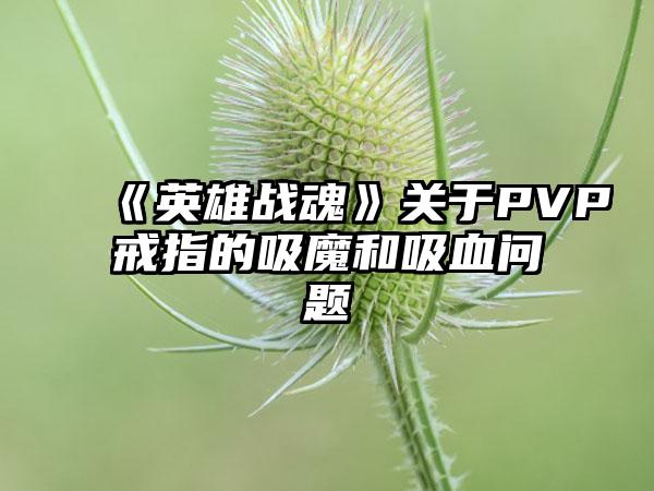 《英雄战魂》关于PVP戒指的吸魔和吸血问题