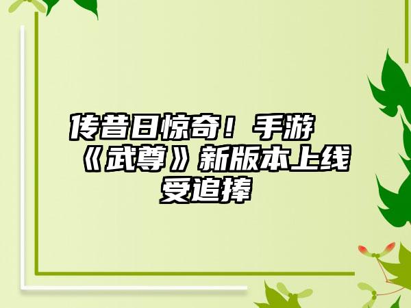 传昔日惊奇！手游《武尊》新版本上线受追捧