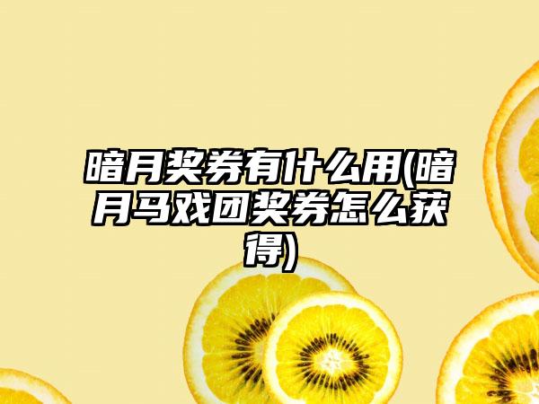 暗月奖券有什么用(暗月马戏团奖券怎么获得)