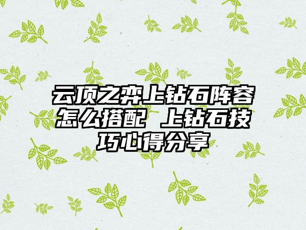 云顶之弈上钻石阵容怎么搭配 上钻石技巧心得分享