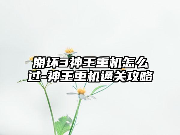 崩坏3神王重机怎么过-神王重机通关攻略