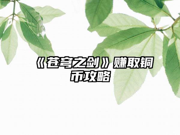 《苍穹之剑》赚取铜币攻略