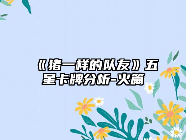 《猪一样的队友》五星卡牌分析-火篇