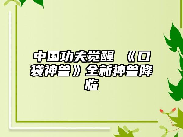 中国功夫觉醒 《口袋神兽》全新神兽降临