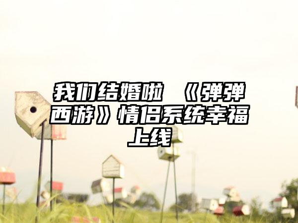 我们结婚啦 《弹弹西游》情侣系统幸福上线