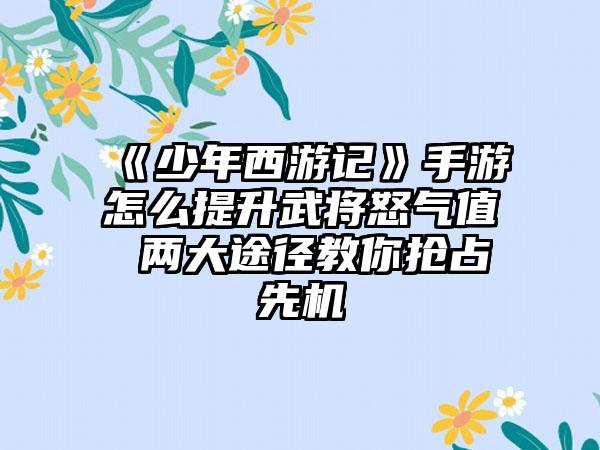 《少年西游记》手游怎么提升武将怒气值 两大途径教你抢占先机