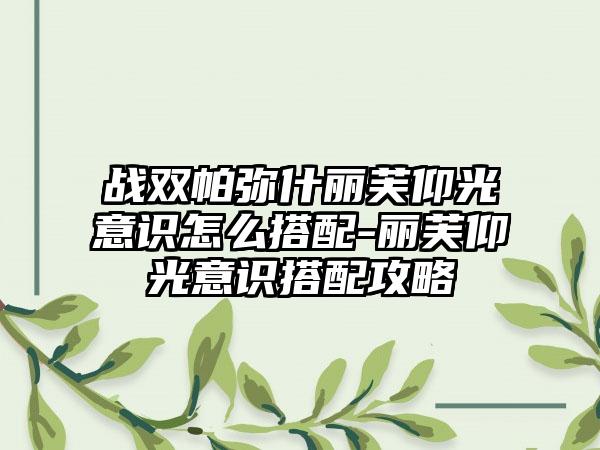 战双帕弥什丽芙仰光意识怎么搭配-丽芙仰光意识搭配攻略