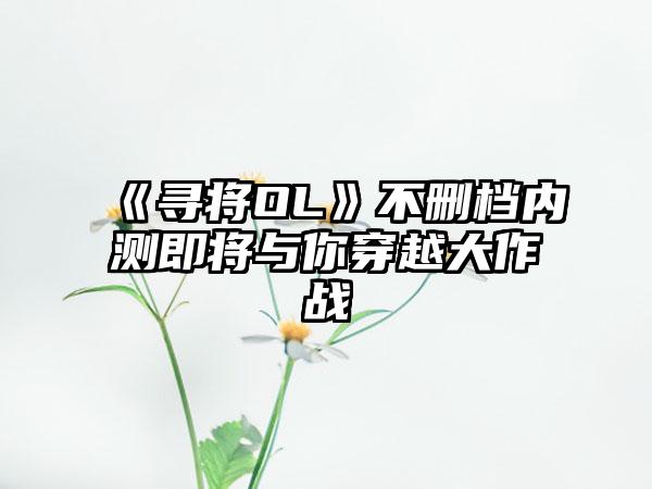《寻将OL》不删档内测即将与你穿越大作战