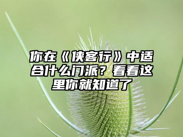 你在《侠客行》中适合什么门派？看看这里你就知道了