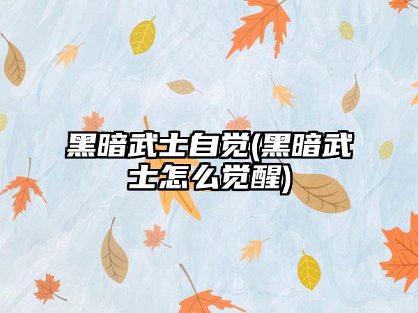 黑暗武士自觉(黑暗武士怎么觉醒)