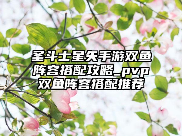 圣斗士星矢手游双鱼阵容搭配攻略_pvp双鱼阵容搭配推荐