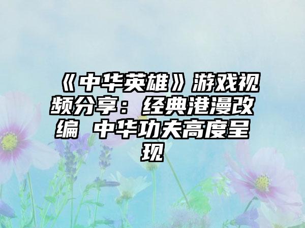 《中华英雄》游戏视频分享：经典港漫改编 中华功夫高度呈现