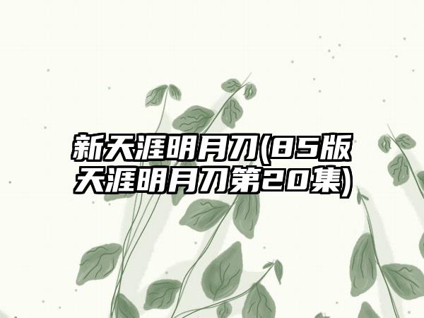 新天涯明月刀(85版天涯明月刀第20集)