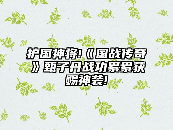护国神将!《国战传奇》甄子丹战功累累获赐神装!