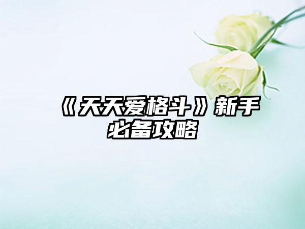 《天天爱格斗》新手必备攻略