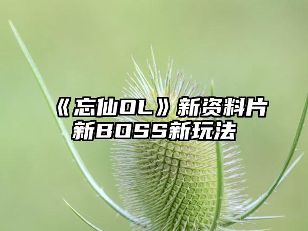 《忘仙OL》新资料片新BOSS新玩法