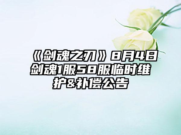 《剑魂之刃》8月4日剑魂1服58服临时维护&补偿公告