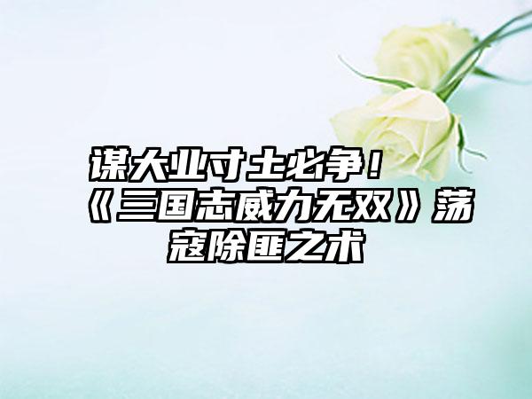 谋大业寸土必争！《三国志威力无双》荡寇除匪之术
